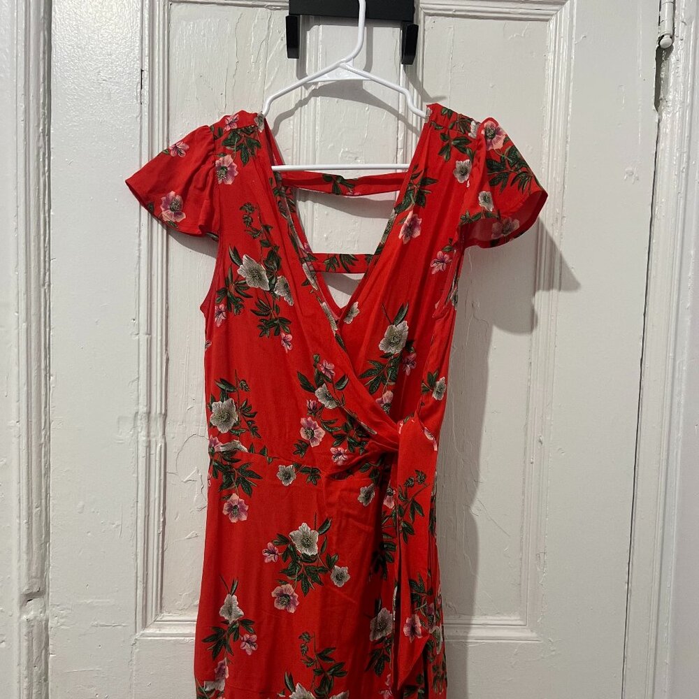 Band of Gypsies Wrap short sleeve dress – Red Floral – Size M